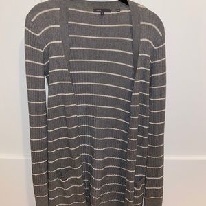 Gray and white Vince striped long cardigan